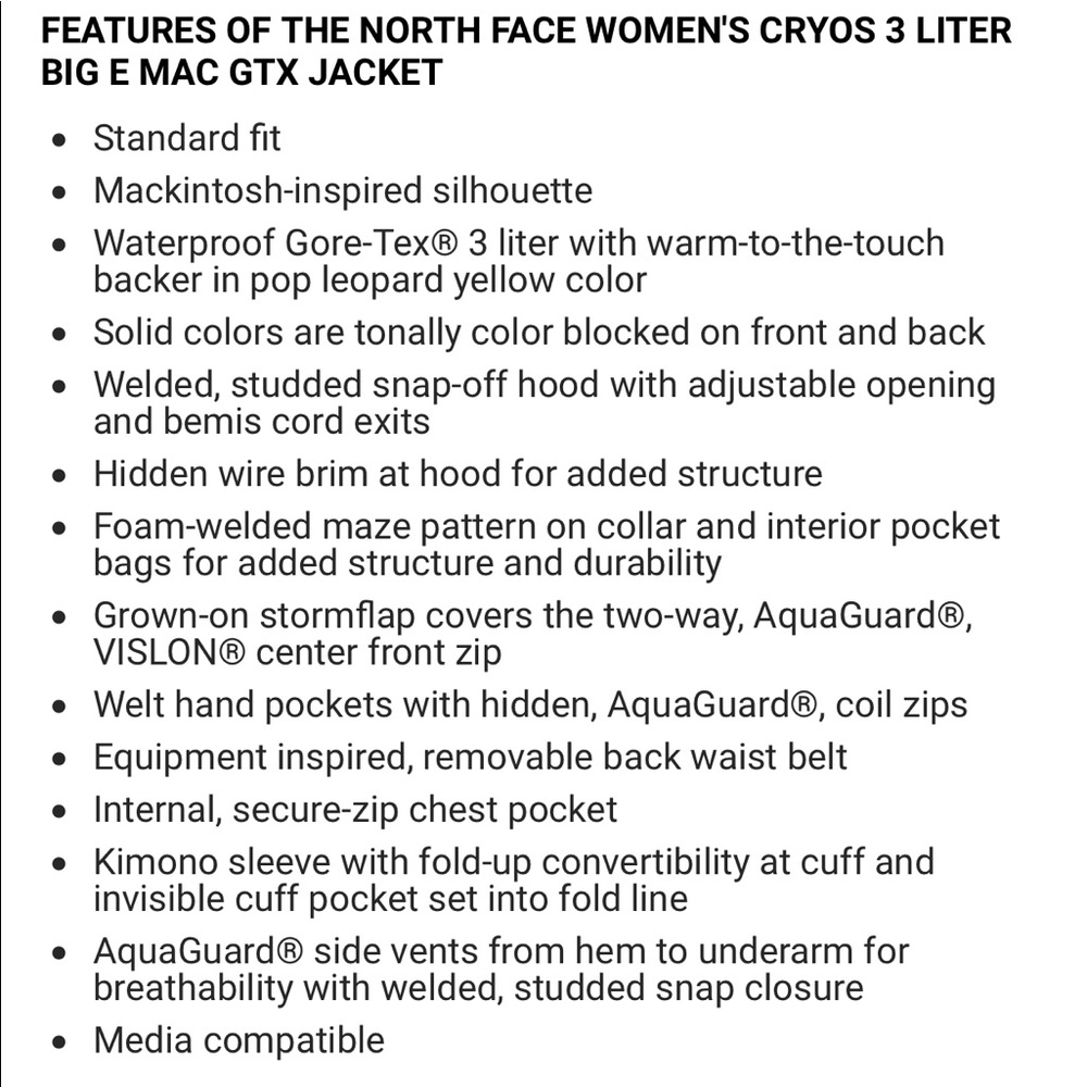 North face cryos 3L big GTX jacket - Picture 8 of 8